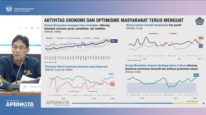 Menteri Keuangan Purbaya Yudhi Sadewa mengatakan bahwa ekonomi Indonesia tengah mengalami ekspansi yang kuat pada kuartal I tahun ini.