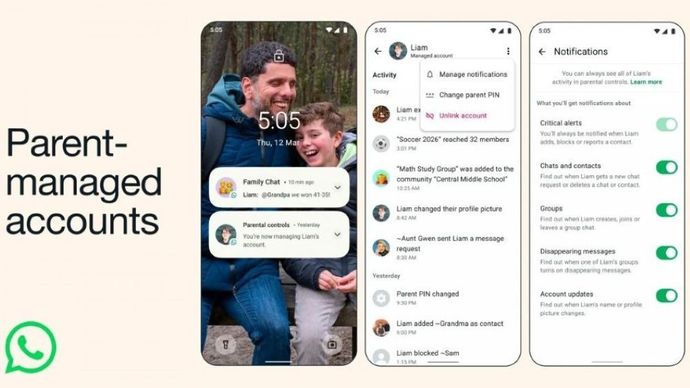 WhatsApp resmi meluncurkan fitur akun yang dikelola orang tua untuk anak-anak praremaja. (Foto: Istimewa via GSM Arena)