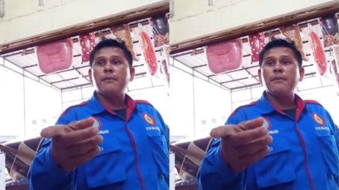 Pria mengaku sebagai anggota Serikat Pekerja Seluruh Indonesia (SPSI) meminta Tunjangan Hari Raya (THR) kepada pedagang di Pekanbaru, Riau