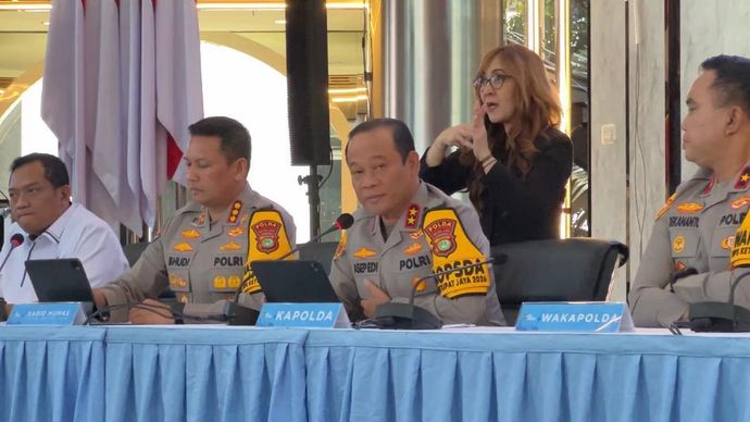 Polda Metro Jaya menggelar konferensi pers terkait kasus penyiraman air keras terhadap aktivis KontraS, Andrie Yunus. 