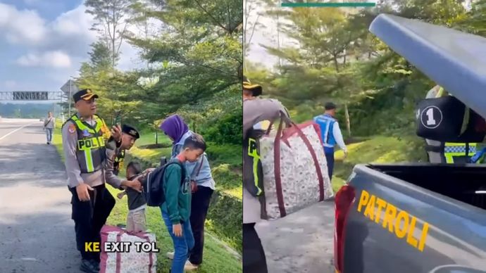 Polisi Bantu Pemudik yang Terlantar