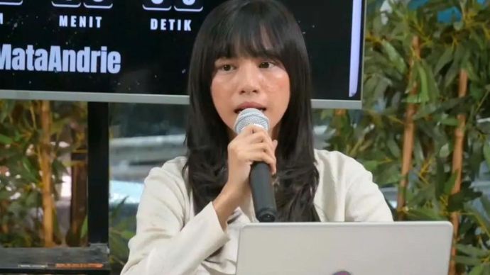 Kepala Divisi Pemantauan Impunitas KontraS Jane Rosalina dalam konferensi pers di Jakarta, Rabu 18 Maret 2026. ANTARA/Agatha Olivia Victoria