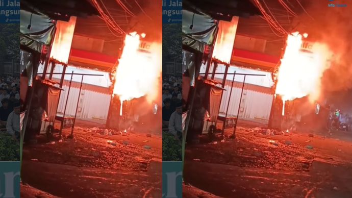 Kebakaran menghantam bangunan pasar Agung Depok
