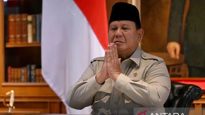 Presiden Prabowo Subianto mengucapkan selamat HarI Raya Idulfitri kepada seluruh umat Islam tanah air di berbagai penjuru negeri. ANTARA/HO-BPMI Sekretariat Presiden.