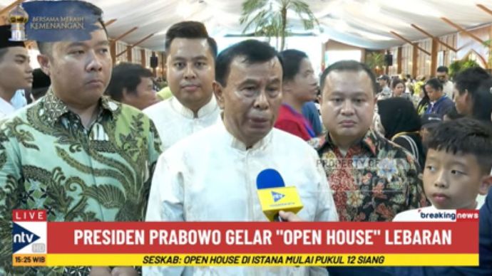 Presiden Komisaris NT Corp Nurdin Tampubolon didampingi Direksi Dimpos Tampubolon, Randy Tampubolon dan Tommy Tampubolon menghadiri Open House Presiden Prabowo Subianto di Istana