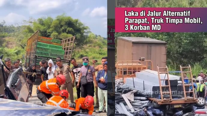 Truk Gak Kuat Nanjak, Hantam Kijang Kapsul Sampai Tewaskan 3 Orang