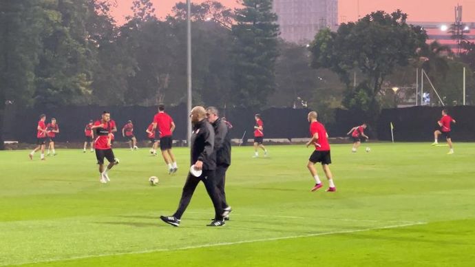 Timnas Bulgaria gelar latihan terbuka di Lapangan A, kompleks GBK, Senayan, Jakarta, Rabu, 25 Maret 2026. 