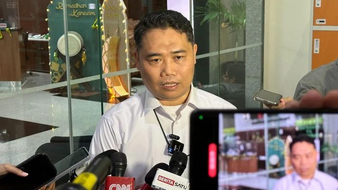 Deputi Penindakan dan Eksekusi Komisi Pemberantasan Korupsi Asep Guntur Rahayu memberikan keterangan di Gedung Merah Putih KPK, Jakarta, Kamis 26 Maret 2026. (ANTARA/Rio Feisal)