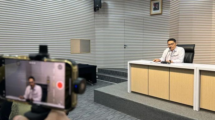 Deputi Penindakan dan Eksekusi Komisi Pemberantasan Korupsi Asep Guntur Rahayu memberikan keterangan di Gedung Merah Putih KPK, Jakarta, Senin 30 Maret 2026. ANTARA/Rio Feisal.