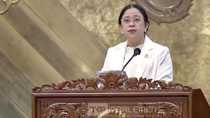 Tangkapan layar Ketua DPR RI Puan Maharani menyampaikan pidatonya dalam Rapat Paripurna DPR RI Pembukaan Masa Persidangan IV Tahun Sidang 2025&ndash;2026 di kompleks parlemen, Senayan, Jakarta, Selasa (10/3/2026). (ANTARA/YouTube/TVR Parlemen/Fath Putra Mulya)