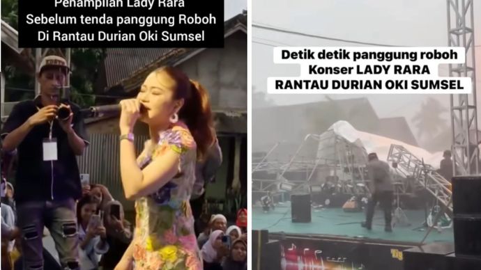 VIDEO: Detik-detik Panggung Roboh Saat Rara LIDA Manggung