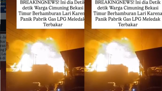 Detik detik warga Cimuning Bekasi Timur Panik Berhamburan Keluar Karena Pabrik GAS LPG terbakar di berbarengan ledakan keras hebat pada jam 21.25 WIB Rabu (1/4/2026).  Saat ini area terbakar semakin meluas .