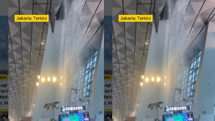 Plafon bandara terminal 3 bocor