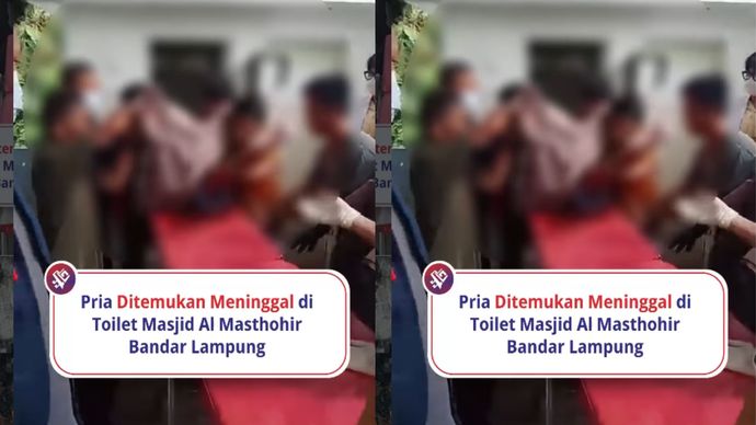 Seorang pria ditemukan meninggal dunia di dalam toilet Masjid Al Masthohir, Jalan Raden Imba Kusuma Ratu, Kelurahan Sukadanaham, Tanjung Karang Barat, Bandar Lampung, Senin (6/4).