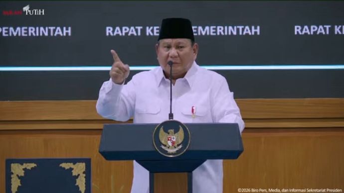Prabowo Subianto dalam taklimat kepada jajaran Kabinet Merah Putih di Istana Kepresidenan