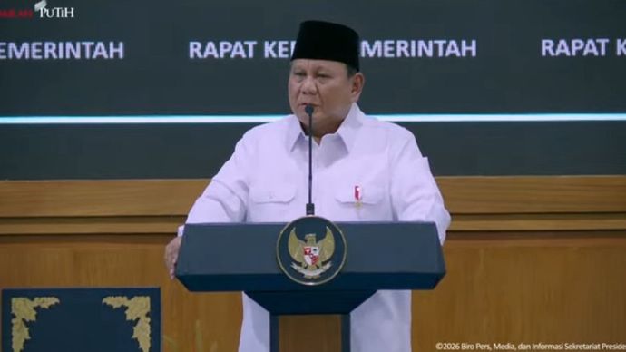 Prabowo Subianto dalam taklimat kepada jajaran Kabinet Merah Putih di Istana Kepresidenan