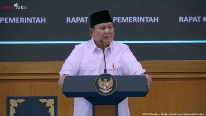 Prabowo Subianto dalam taklimat kepada jajaran Kabinet Merah Putih di Istana Kepresidenan