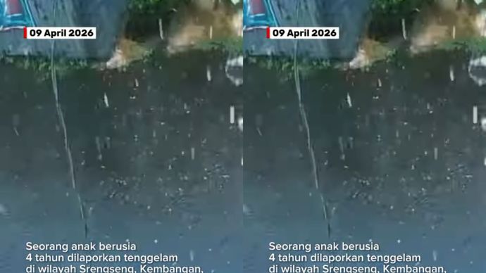 Seorang anak berusia 4 tahun dinyatakan hilang setelah terjatuh dan terbawa arus saluran air yang mengarah ke kali intercon pada Rabu, 8 April 2026.