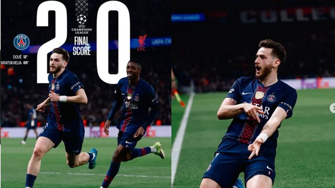 Dua gol kemenangan tim asuhan Luis Enrique dicetak oleh Desire Doue dan Khvicha Kvaratskhelia.