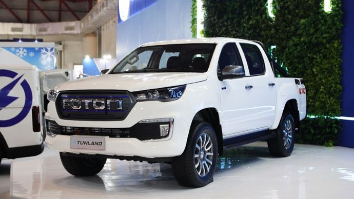 Foton menghadirkan dua kendaraan listrik komersial unggulan, yakni eTUNLAND dan eVIEW Connect di GIICOMVEC 2026. (Foto: Dok/Istimewa)