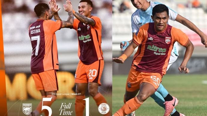 Borneo FC Samarinda tampil perkasa dengan menggilas PSBS Biak 5-1 dalam laga BRI Super League 2025/2026 di Stadion Segiri, Samarinda, Sabtu.