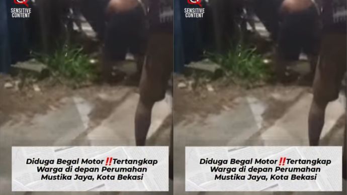 Diduga Begal Motor‼️Tertangkap Warga di depan Perumahan Mustika Jaya, Kota Bekasi