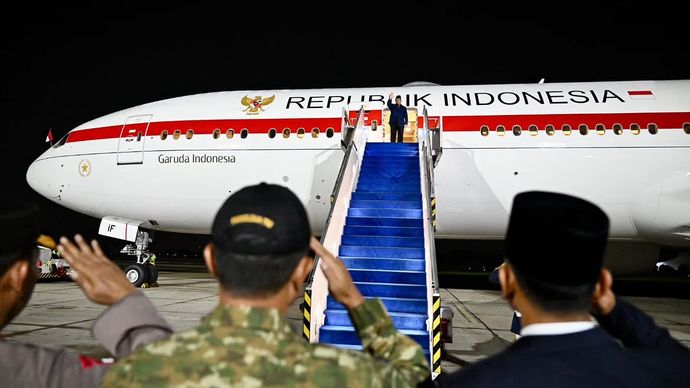 Presiden Republik Indonesia Prabowo Subianto bertolak menuju Moskow, Federasi Rusia