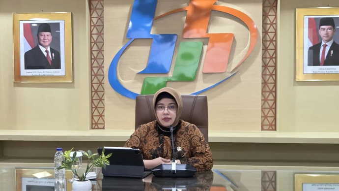 Kepala Badan Pusat Statistik (BPS) Amalia Adininggar Widyasanti dalam konferensi pers di Jakarta, Kamis (5/2/2026). ANTARA/Bayu Saputra