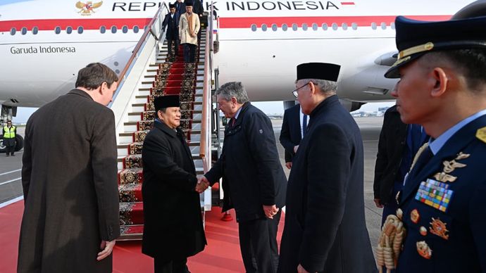 Presiden Republik Indonesia, Prabowo Subianto tiba di Bandara Vnukovo-2 di Moskow, Federasi Rusia