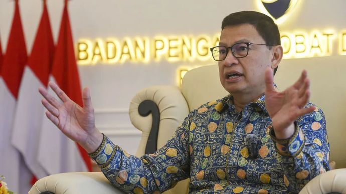 Kepala Badan Pengawas Obat dan Makanan (BPOM) Republik Indonesia Taruna Ikrar dalam wawancara dengan XInhua di Jakarta, 10 April 2026. (ANTARA/Xinhua/Zulkarnain)