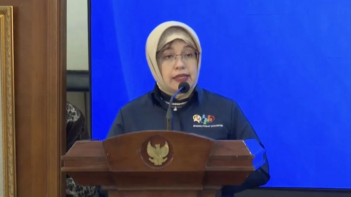 Tangkapan layar Kepala Badan Pusat Statistik (BPS) Amalia Adininggar Widyasanti dalam agenda Peluncuran Program Kerja Sama Pemerintah Indonesia dan UNICEF Periode 2026-2030 di Gedung Bappenas, Jakarta, Senin (20/4/2026). ANTARA/ (Muhammad Baqir Idrus Alatas)