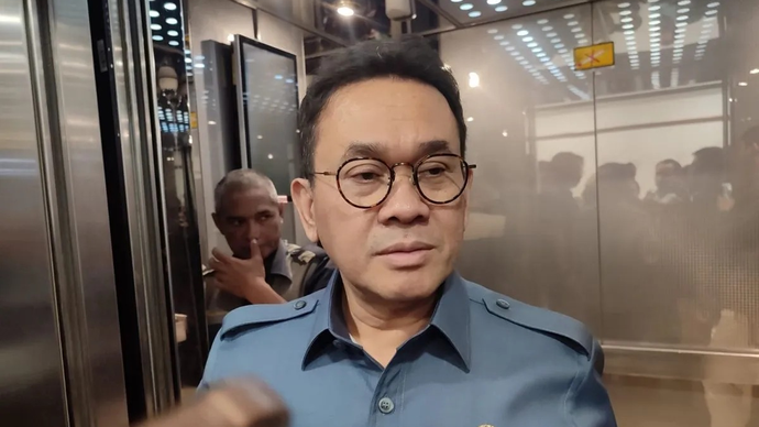 Menteri Perdagangan Budi Santoso memberikan keterangan kepada pers usai rapat koordinasi terbatas di Kementerian Koordinator Bidang Pangan, Jakarta, Rabu (22/4/2026). (ANTARA/Aria Ananda)