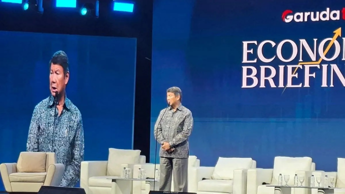 Utusan Khusus Presiden bidang Energi dan Lingkungan Hashim Djojohadikusumo dalam acara Economic Briefing 2026 yang digelar di Jakarta, Kamis (23/4/2026). (ANTARA/Suharsana Aji Sasra J C)
