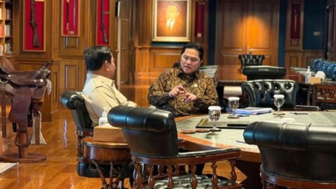 Menteri Pemuda dan Olahraga Erick Thohir menyambangi kediaman Presiden Prabowo Subianto di Hambalang, Bogor, untuk melaporkan rencana pembangunan Akademi Olahraga Nasional dan pusat pelatihan tim nasional. ANTARA/instagram-erickthohir