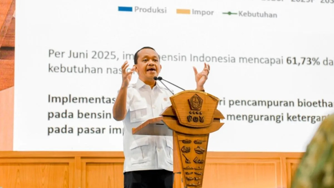 Menteri Energi dan Sumber Daya Mineral (ESDM) Bahlil Lahadalia menghadiri Apel Komandan Satuan TNI Tahun 2026 di Bogor, Jawa Barat, Rabu (29/4/2026). (ANTARA/HO-Kementerian ESDM)