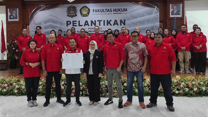 Pelantikan pengurus Keluarga Alumni Universitas Pancasila (KAUP) Komisariat Fakultas Hukum Universitas Pancasila periode 2026-2030. 