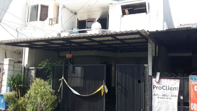 Lokasi rumah yang terbakar di Tanjung Priok, Jakarta Utara yang menewaskan empat orang, Rabu (13/5/2026). 