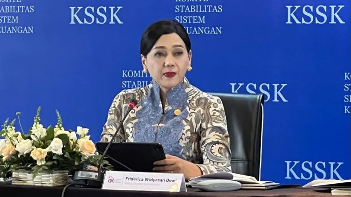 Arsip - Ketua Dewan Komisioner OJK Friderica Widyasari Dewi dalam konferensi pers Komite Stabilitas Sistem Keuangan (KSSK) di Jakarta, Kamis 7 Mei 2026. ANTARA/Putu Indah Savitri.
