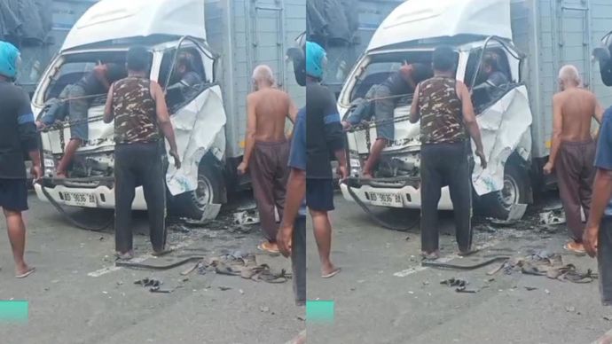 Truk Boks Hantam Isuzu Panther, 4 Orang Meregang Nyawa