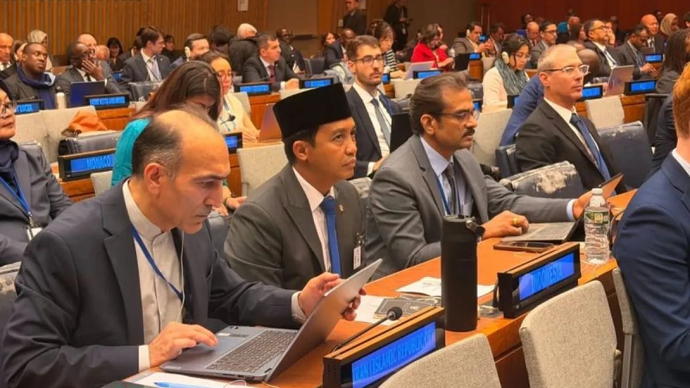 Menteri Kehutanan (Menhut) Raja Juli Antoni menghadiri Sidang ke-21 United Nations Forum on Forests (UNFF21) yang diselenggarakan di Markas Besar PBB, New York, Amerika Serikat, Senin 11 Mei 2026. (ANTARA/HO-Kemenhut RI)