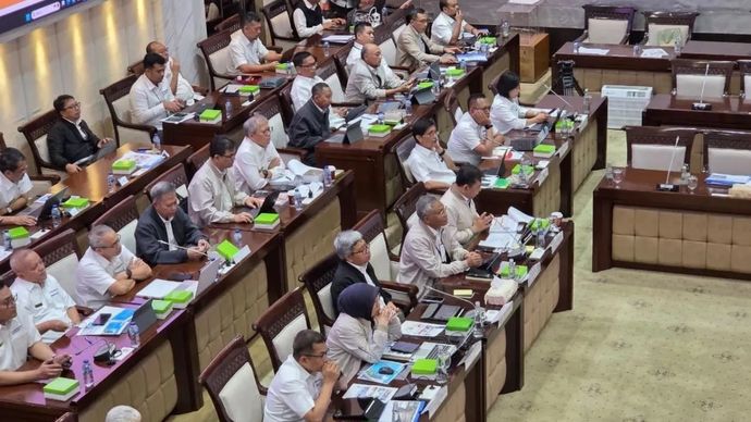 Rapat Dengar Pendapat (RDP) Badan Layanan Umum (BLU) Kementerian Keuangan bersama Komisi XI DPR RI di Jakarta, Senin (25/5/2026) (ANTARA/Bayu Saputra)