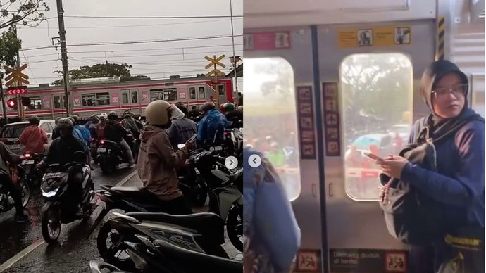 Perjalanan KRL Lintas Tangerang (Duri-Tangerang) mengalami gangguan hingga berhenti di perlintasan Kembangan Utara sore ini, Selasa, 26 Mei 2026.