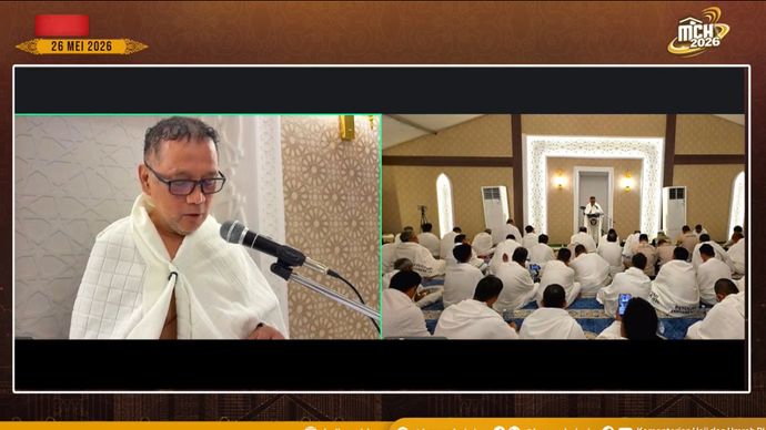 Kementerian Haji dan Umrah (Kemenhaj) RI menyampaikan khotbah wukuf pada pelaksanaan ibadah haji 1447 Hijriah di Padang Arafah, Selasa, 26 Mei 2026