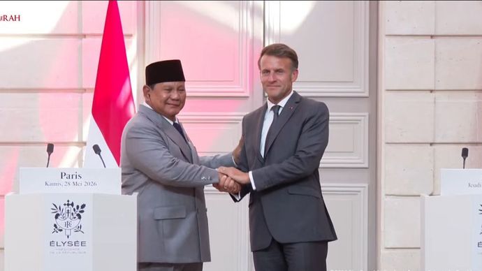 Presiden Prabowo Subianto dan Presiden Prancis Emmanuel Macron 