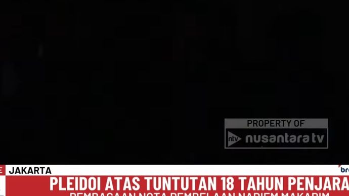 Mati lampu saat sidang Nadiem Makarim di Pengadilan Tipikor pada Pengadilan Negeri Jakarta Pusat, Selasa, 2 Juni 2026. 