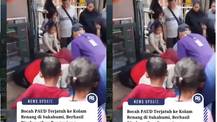 Seorang siswi PAUD berinisial RAA (5) diduga terpeleset dan terjatuh ke kolam renang saat mengikuti kegiatan wisata dan kenaikan kelas di Taman Wisata Air Oasis, Desa Sukajaya, Kecamatan Sukabumi, Kabupaten Sukabumi, Minggu (14/6/2026).