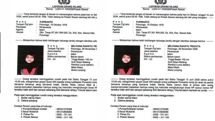 Gadis Cantik Asal Ponorogo Dilaporkan Hilang