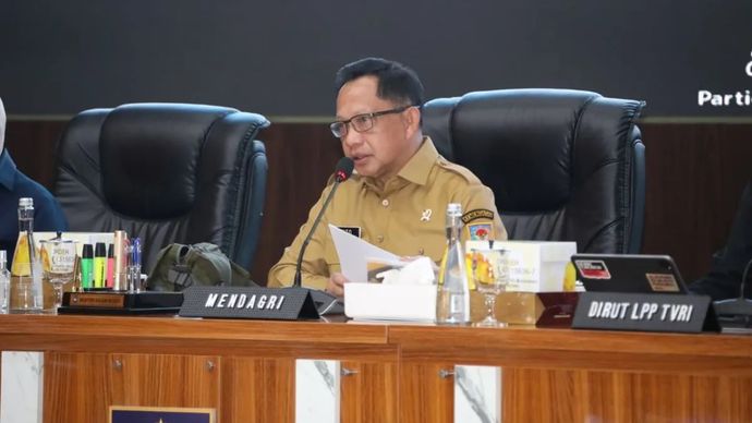 Menteri Dalam Negeri Muhammad Tito Karnavian memimpin Rapat Koordinasi Pengendalian Inflasi Daerah di Gedung Sasana Bhakti Praja (SBP) Kemendagri, Jakarta.