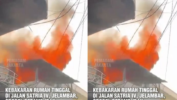 Kebakaran melanda rumah tinggal yang berlokasi di Jalan Satria IV, Jelambar, Grogol Petamburan, Jakarta Barat.