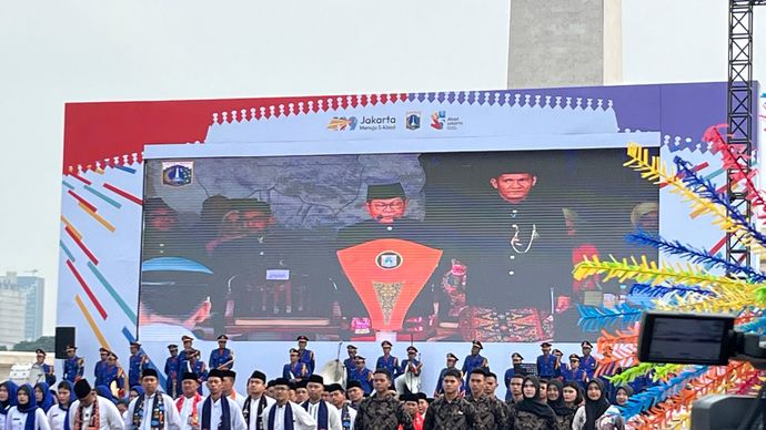 Pramono Anung di HUT ke-499 di Monas